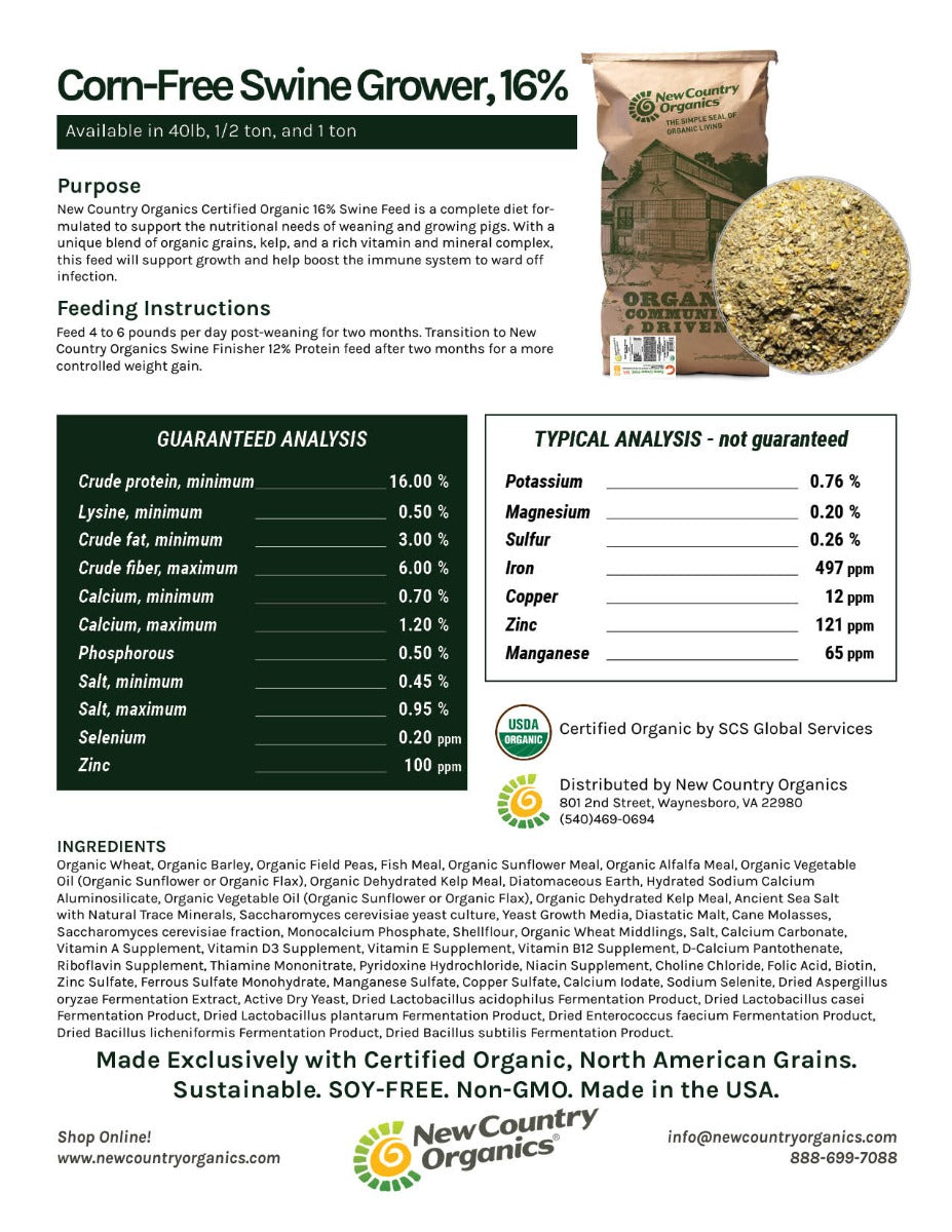 Corn-Free Swine Feed - 16%